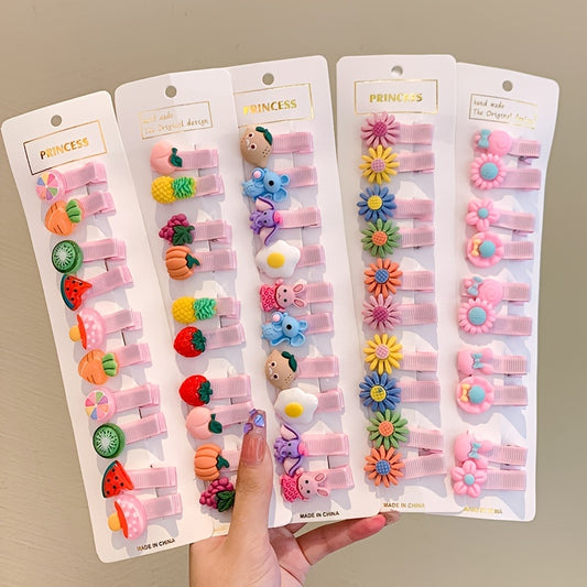 10pcs Girls Cartoon Hair Clips School Party Accessories