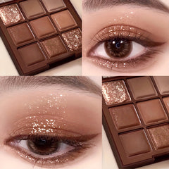 Mocha Brown Eyeshadow Tray Long Lasting Glamorous Eye Makeup