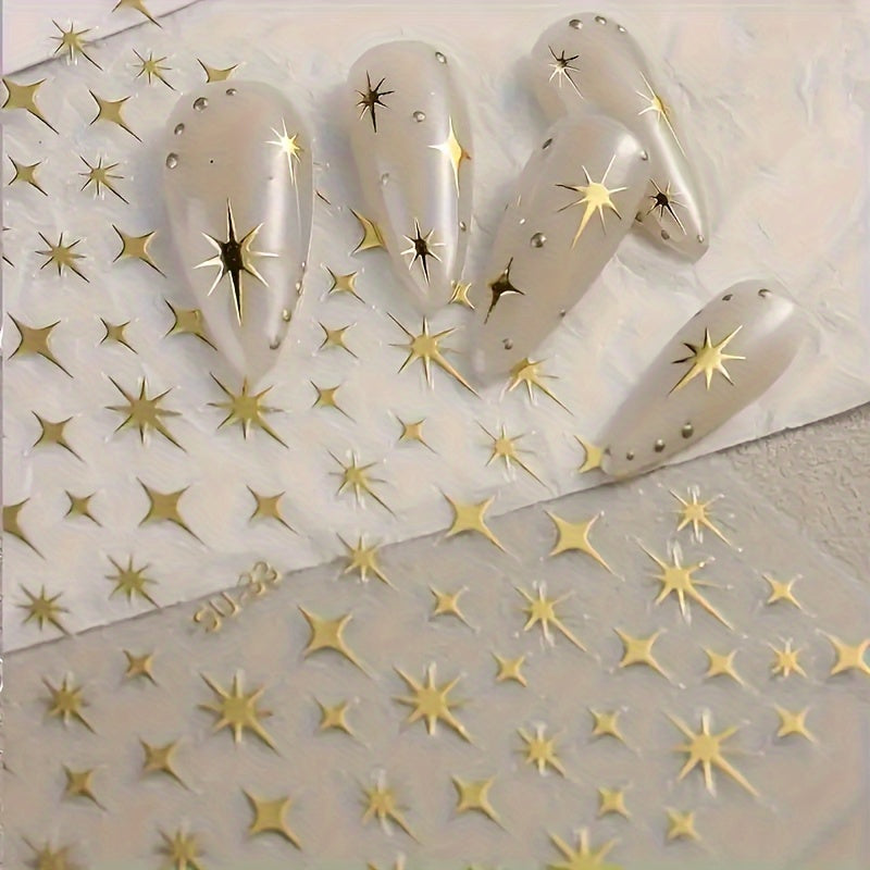 Geometric Star Nail Stickers 3D Self Adhesive Polypropylene Nail Art Space Theme