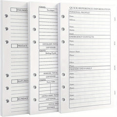 Personal Size 7Hole Punched Budget System Refill Weekly & Monthly Planner
