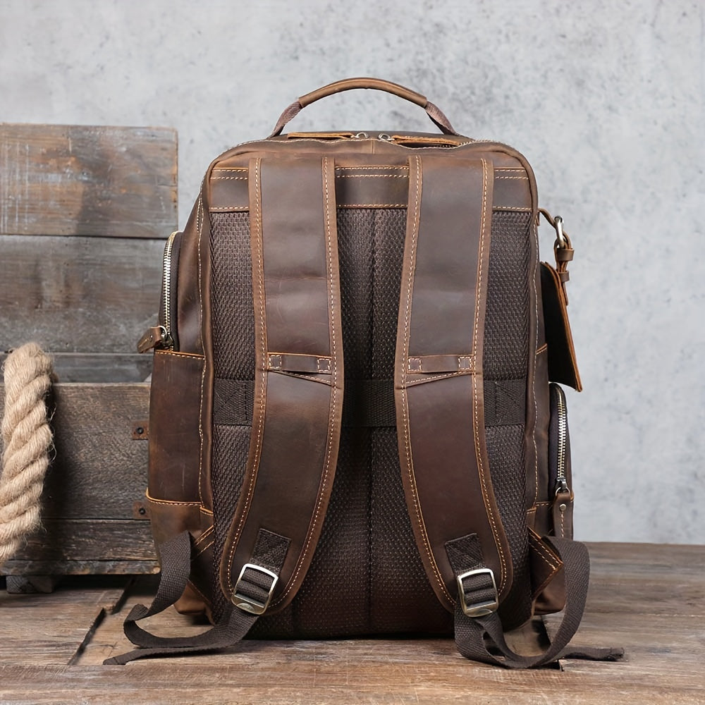 Vintage Men's Leather Backpack Classic Outdoor Travel Bag