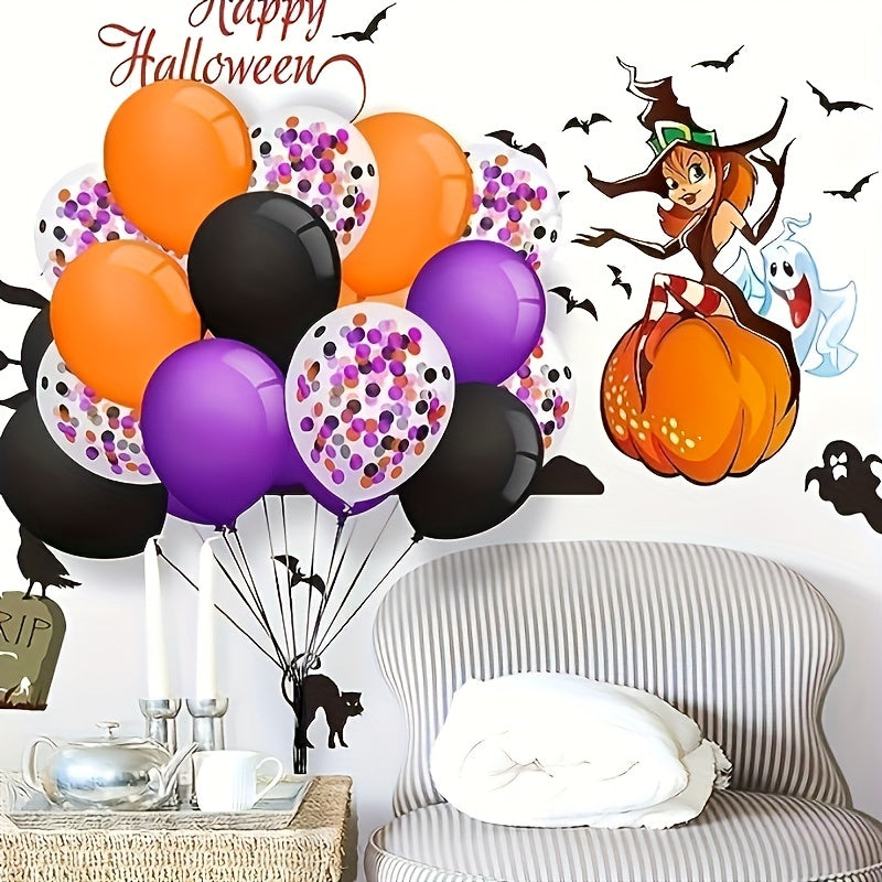 60pcs Orange Latex Balloons & Confetti Balloons for Halloween Party
