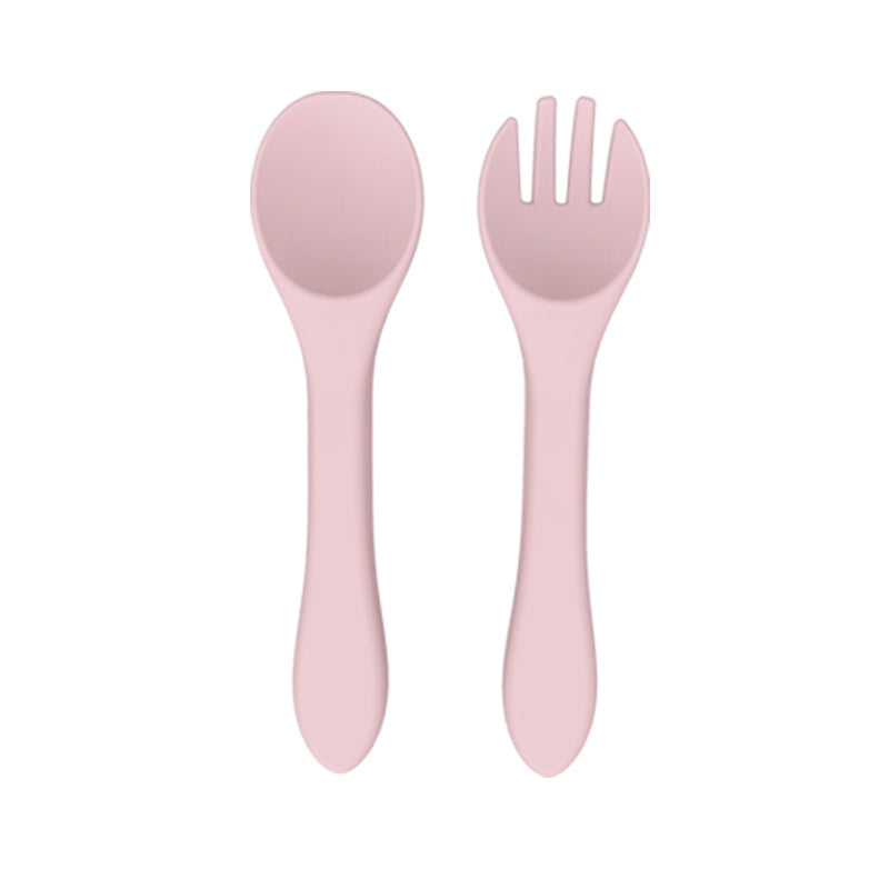 Baby Silicone Soft Fork And Spoon Set - Training Feeding