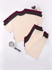 Women's Plus Size Pajamas Set Solid Short Sleeve Top & Drawstring Pants 6 Piece