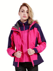 Women's 3-in-1 Winter Ski Hooded Jacket - Waterproof & Windproof