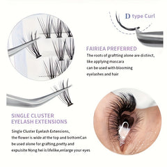 DIY Lash Extension Kit 240pcs Individual Lashes Cluster D Curling 9-16mm