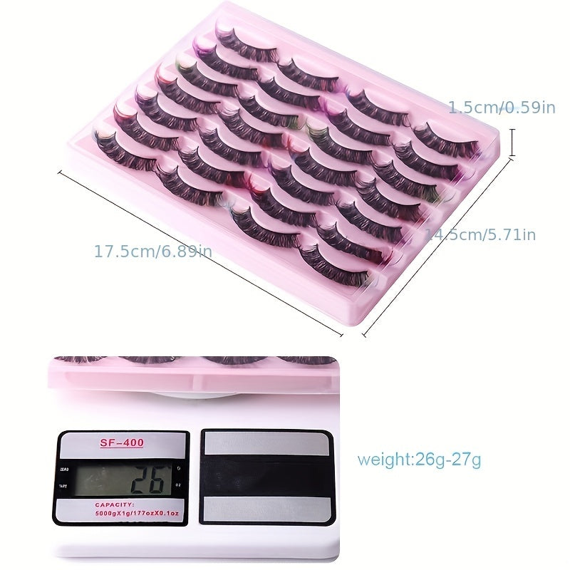 Colorful Layered Faux Mink False Eyelashes - 14 Pairs