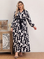  Colorblock V Neck Maxi Dress With Belt