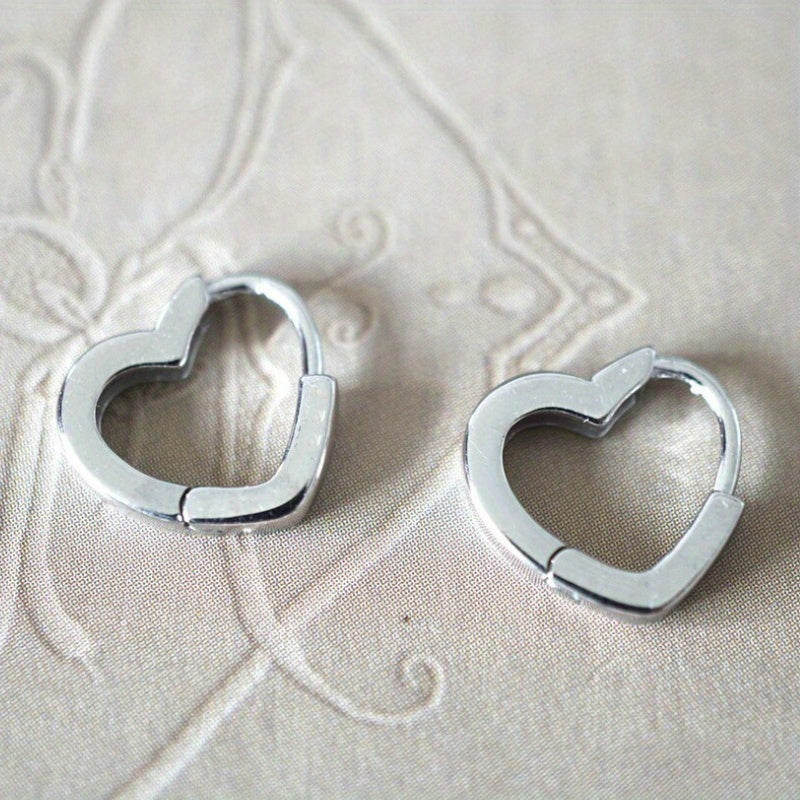 Heart Shape 925 Silver Plated Hoop Earrings For Women