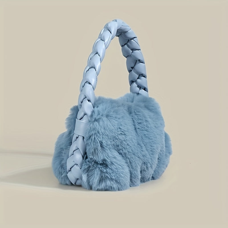 Faux Fur Hobo Bag Small Handbag Casual Cozy Tote Purse