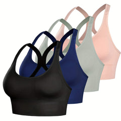 4pcs Wireless Cut Out Sports Bras Push Up Shockproof Bra