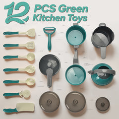 Kids Kitchen Playset with Utensils and Tableware