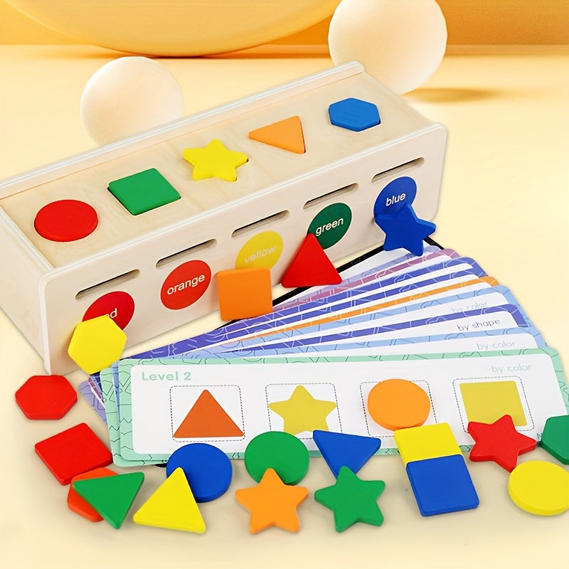 Wooden Shape Sorting Learning Box Toy for Kids Fine Motor Skills Development