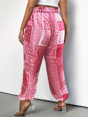  Boho Patchwork Print High Rise Trousers