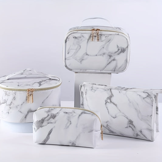 Travel Marble Makeup Bag Organizer Large Capacity Toiletry Case Brush Holder