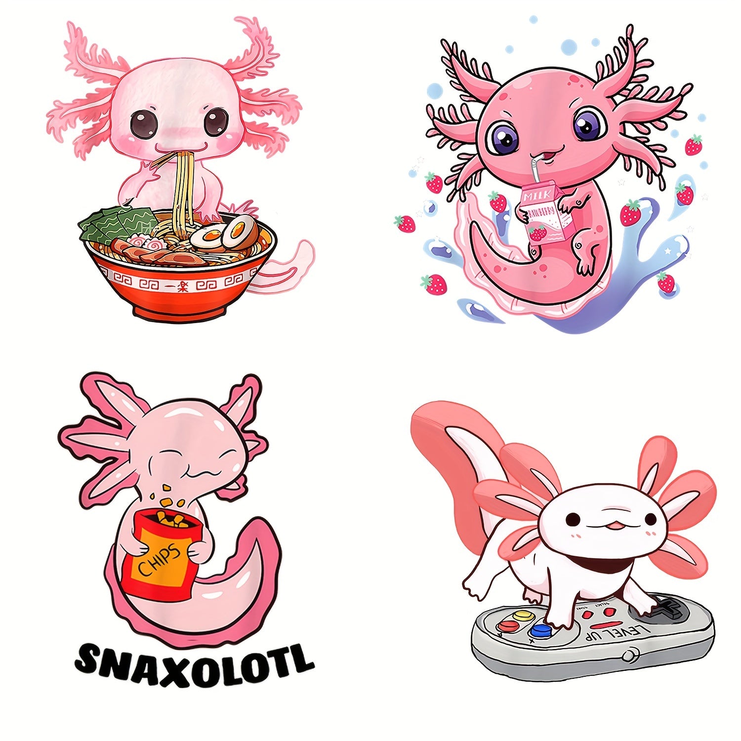 Axolotl Cartoon Iron On Heat Transfer Sticker For Girls