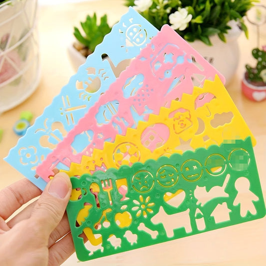 4pcs Drawing Toys Painting Template Boards Ruler Art Craft Learning