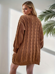  Ribbed Knit Open Front Cardigan with Pockets