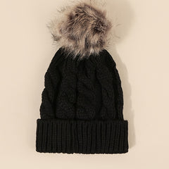 Winter Cable Knit Pom Pom Beanie Hat