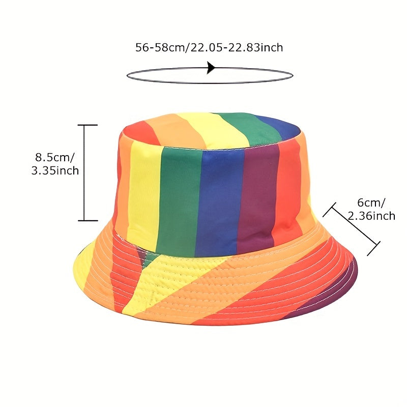 Rainbow Striped Reversible Bucket Hat LGBT Pride Block Basin Hat
