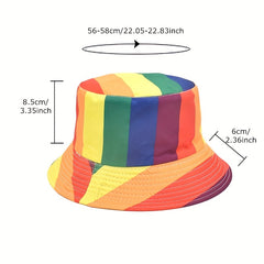 Rainbow Striped Reversible Bucket Hat LGBT Pride Block Basin Hat