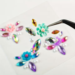 Rainbow Rhinestone Face Jewels Sticker for Eyebrow and Makeup