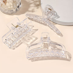 3pcs Large Hair Claw Transparent Plastic Shark Claw Style Hair Accessories