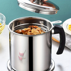 1pc Stainless Steel Filter Pot with Lid and Handle