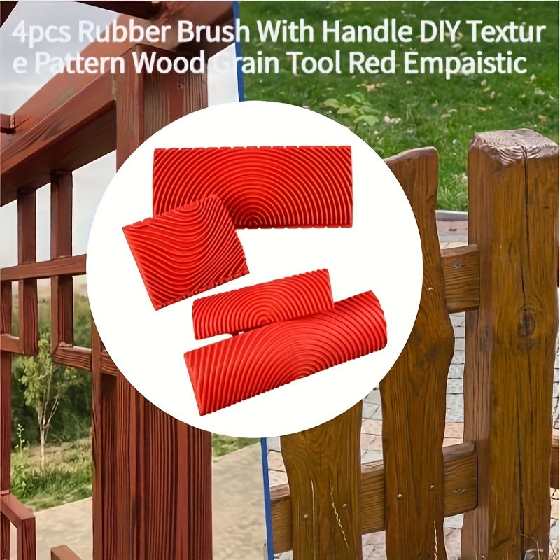 4pcs Rubber Brush DIY Texture Pattern Wood Grain Tool