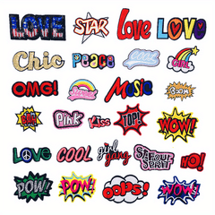 26pcs Alphabet Iron On Patches Sew On Embroidered Applique Repair Patch For Men