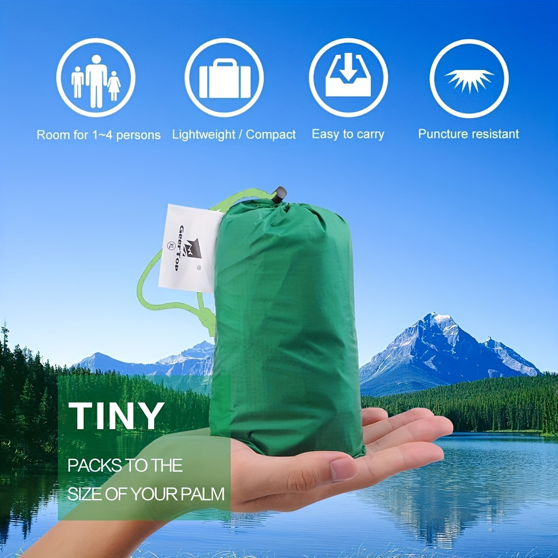 GEERTOP Portable Tent Tarp Waterproof Rain Fly Shelter for 2-3 People