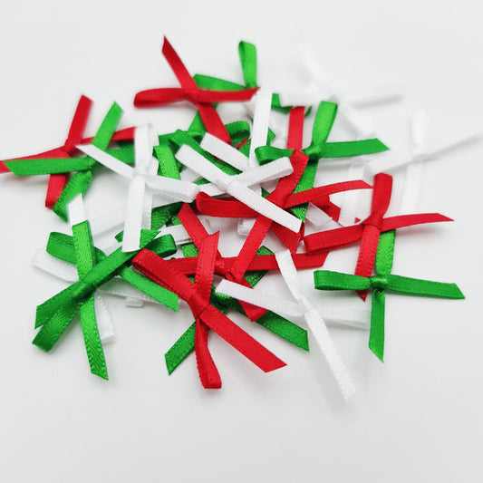 50pcs Mini 3mm Wide Ribbon Bows Christmas Decorative Satin Ribbon Tail Bow