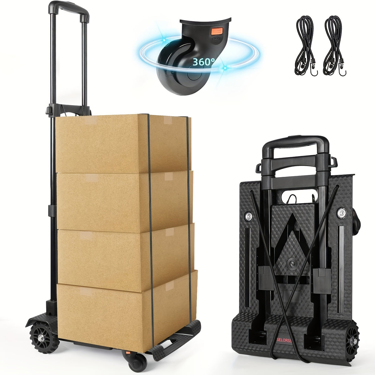 Foldable Hand Truck Utility Cart Portable Multipurpose Grocery Shopping Cart