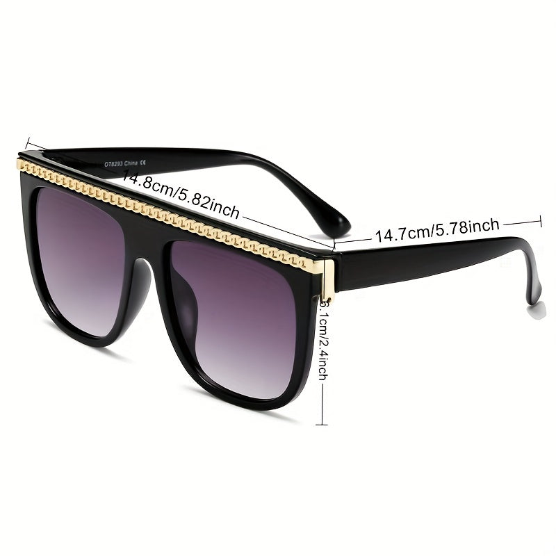 Large Square Sunglasses Flat Top UV400 Sun Shades