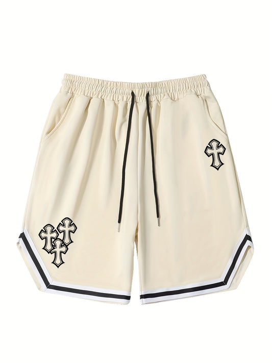 Men's Cross Graphic Drawstring Stretchy Shorts