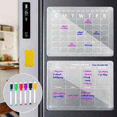 Magnetic Acrylic Calendar For Fridge 2 Pcs Clear Dry Erase Board