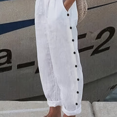 Blue Linen Button-Up Shirt