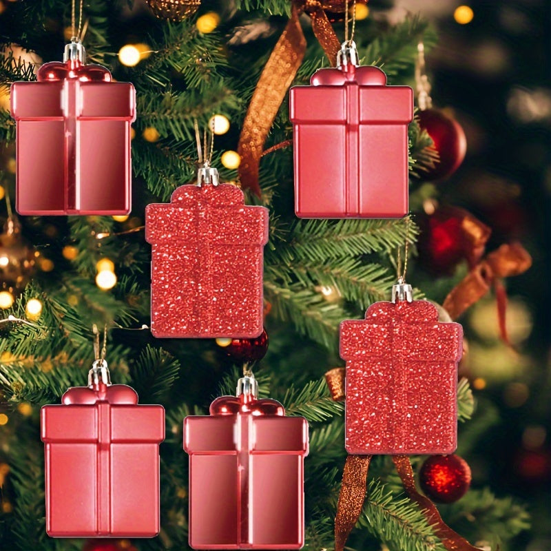 6pcs Red Gift Bag Christmas Tree Pendant Family Party Decorations