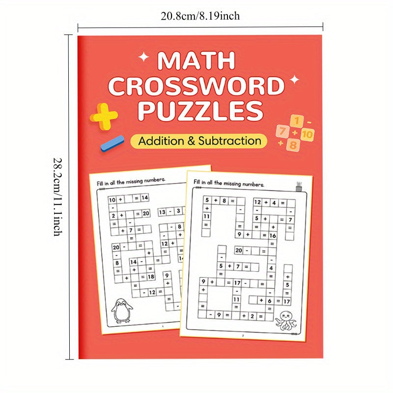 Math Addition & Subtraction Workbook Within 20 Grid Fill in the Gap Game