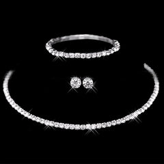 Zircon Bridal Jewelry Set: Necklace, Earrings, Bracelet