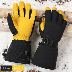 Cowhide Leather Winter Skiing Gloves Warm Thickened Gloves