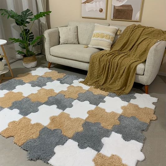 Thick Plush Shag Puzzle Floor Mat Bay Window Carpet Anti Slip Washable
