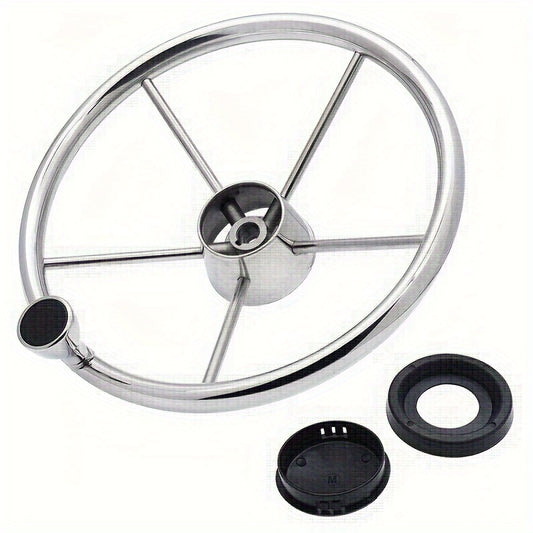 Stainless Steel Boat Steering Wheel 13 1/2in with Knob Grip