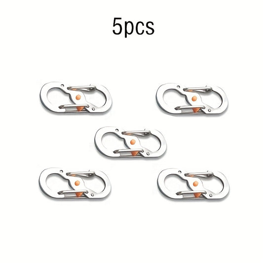 5pcs S Type Carabiner Mini Metal Keychain Buckle Lock for Outdoor Travel