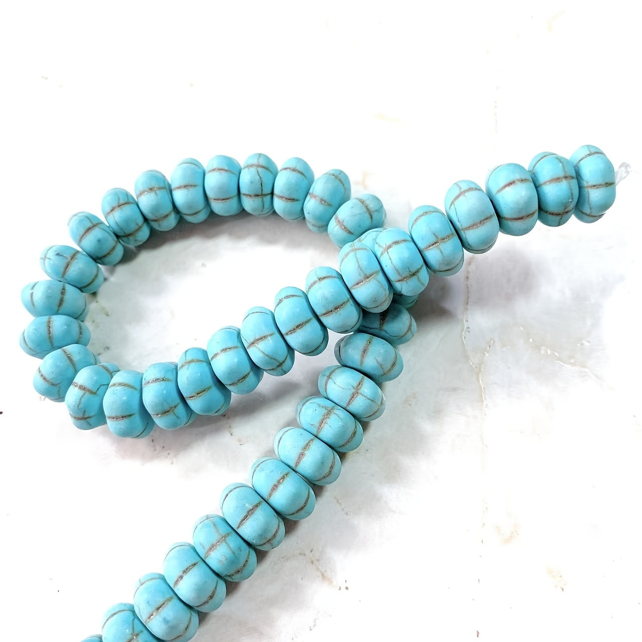 30Pcs Pumpkin Stone Turquoise Beads 6-12mm DIY Jewelry Making Women