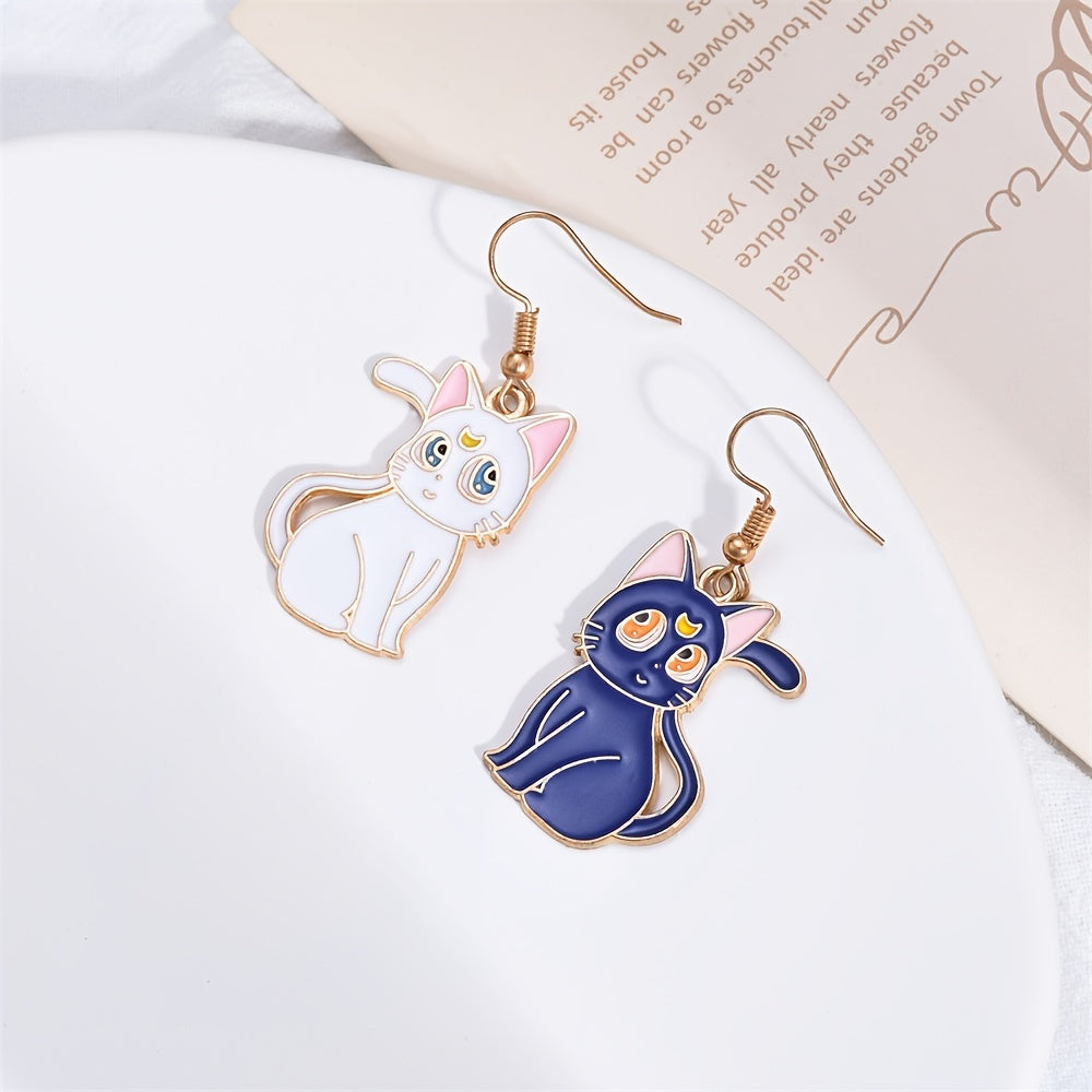 Cartoon Cat Dangle Earrings Animal Metal Drop Earring Lovely Jewelry