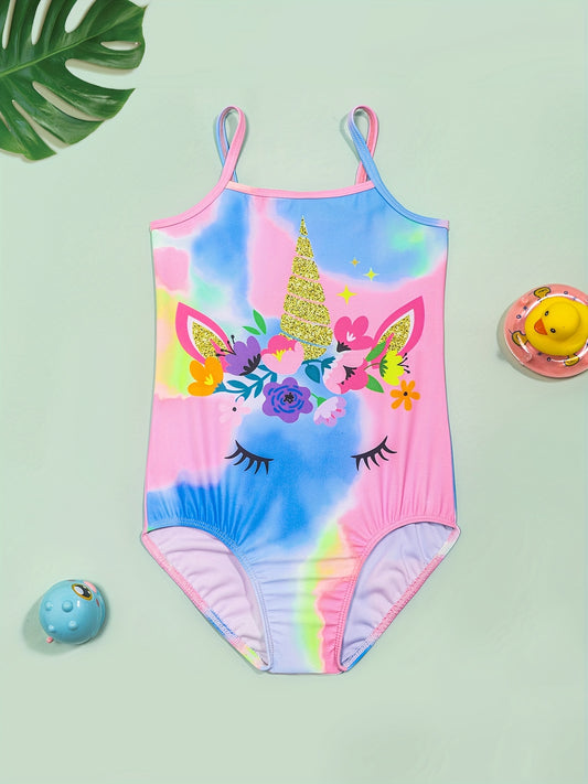 Girls Tie Dye Butterfly One Piece Swimsuit Kids Beach Bathing Suits