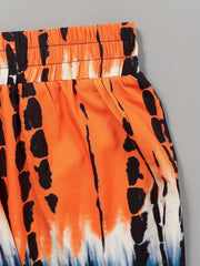 Plus Size Colorblock Tie Dye Wide Leg Pants