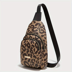 Leopard Pattern Double layer Chest Bag with Iron Plate Decoration