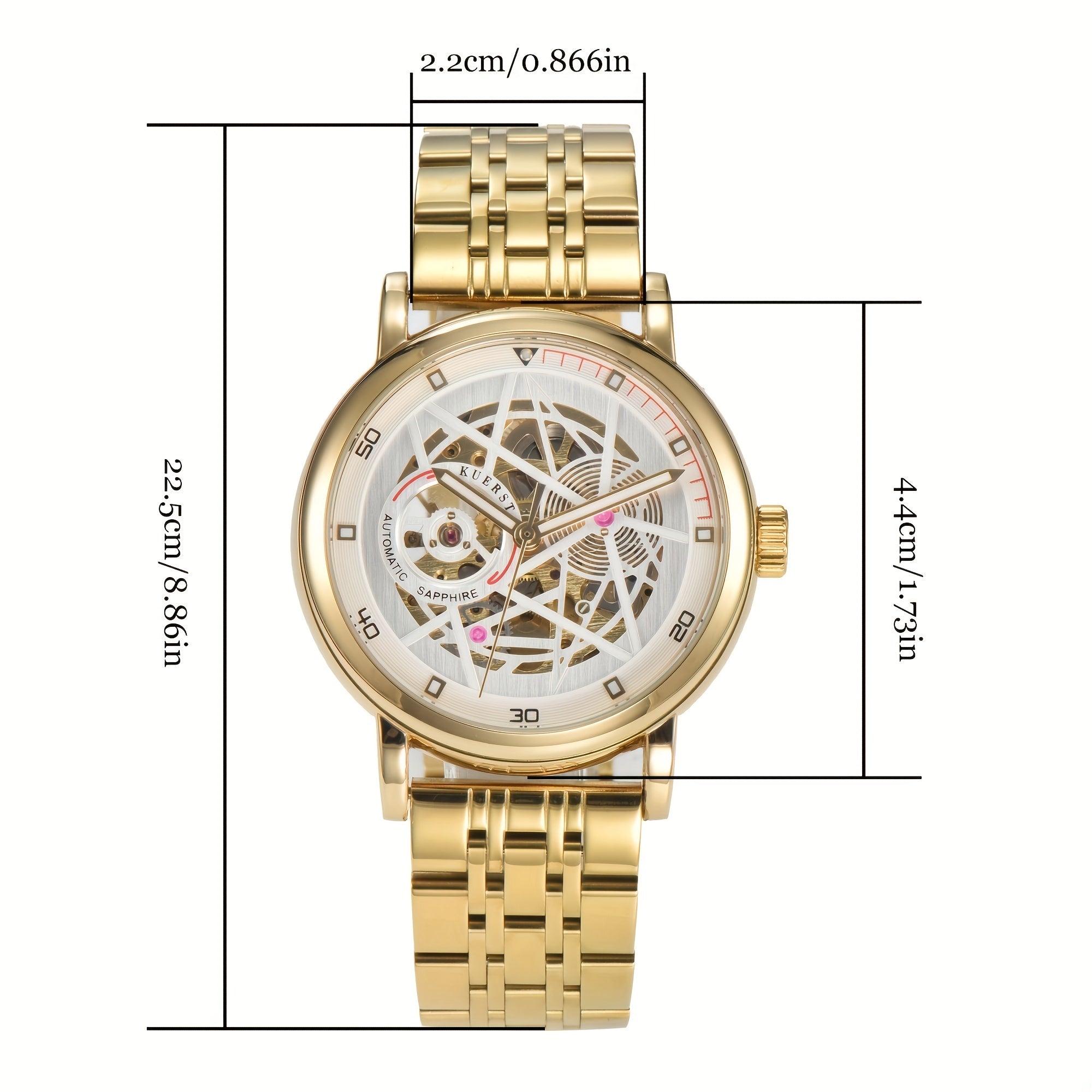 KUERST Men's Double Press Butterfly Buckle Automatic Mechanical Watch